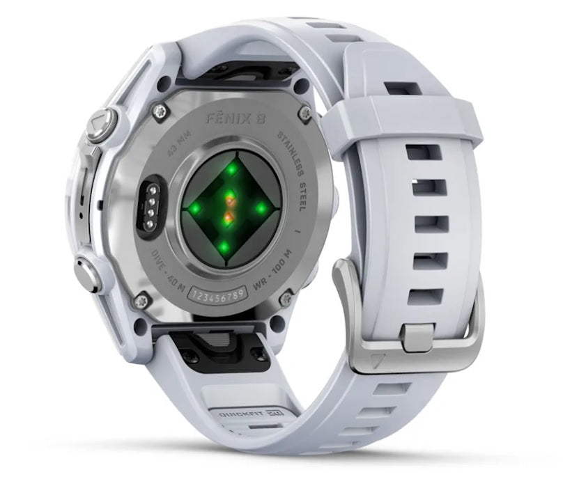 Garmin fenix 8 GPS Watch 43 mm Silver with Whitestone Silicone Band