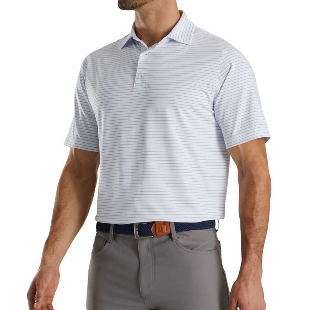 Footjoy Lisle Classic Pencil Stripe Self Collar Polo