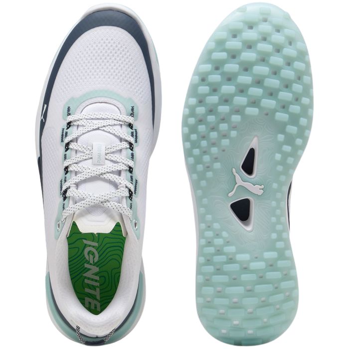 Puma Men's Ignite Elevate X Spikeless Golf Shoes - Puma White/Deep Navy/Modern Mint