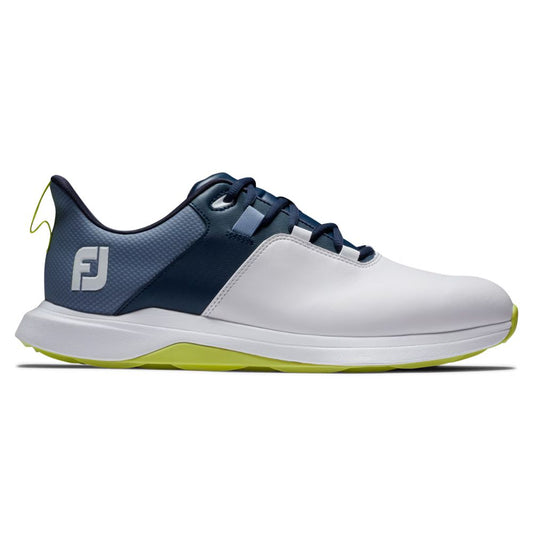 FootJoy Men's ProLite Spikeless Laced Golf Shoes - White/Navy/Lime