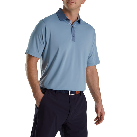 FootJoy Solid + Spiral Print Trim Lisle Self Collar Golf Polo (Previous Season Style)