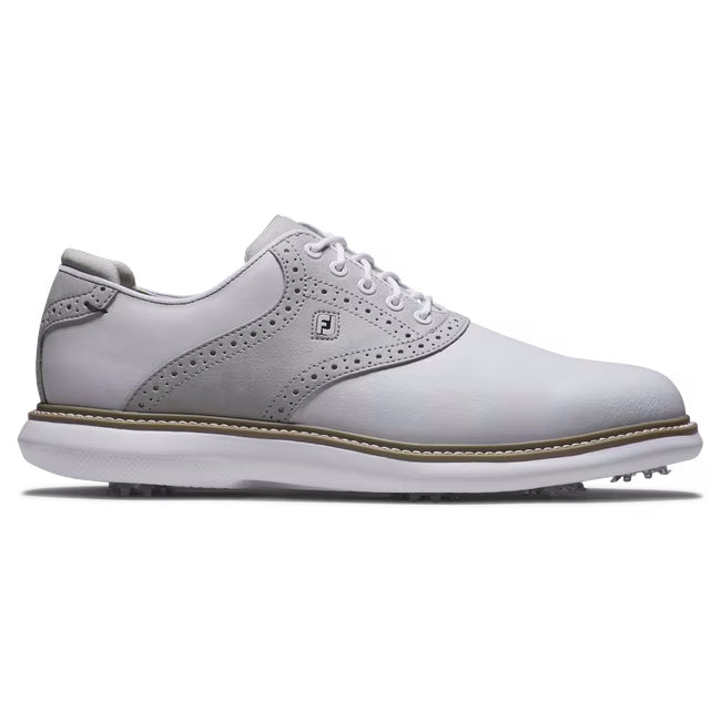 FootJoy Men's Traditions Golf Shoe - 57957 White/Grey/Tan (Previous Season Style)