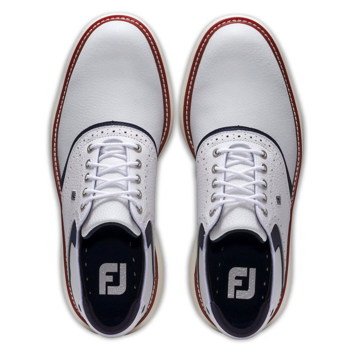 FootJoy Men's Traditions Golf Shoe - 57958 - White/Navy/Red