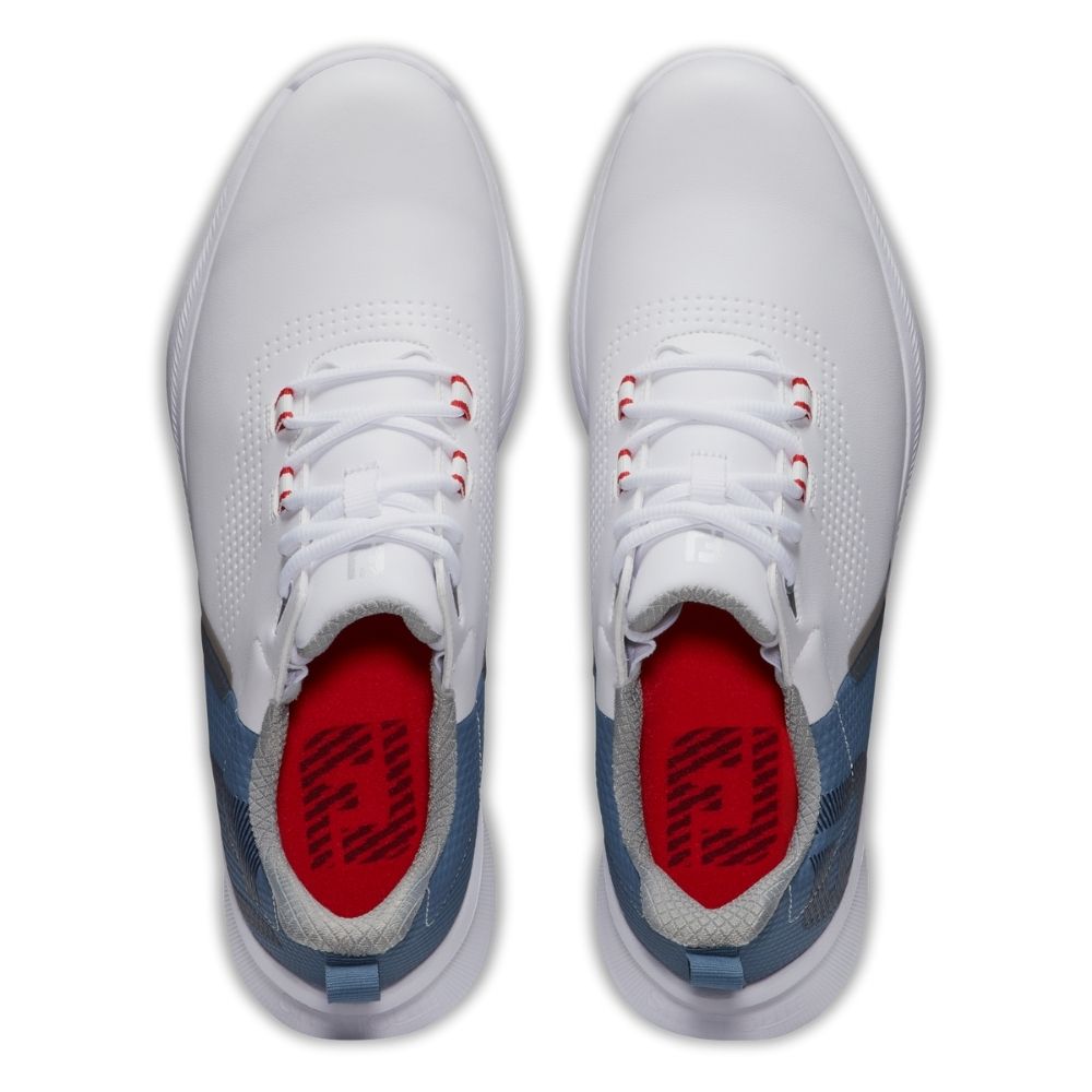 FootJoy Fuel Mens Golf Shoes White/Blue Fog/Red 55441 (Previous Season Style)