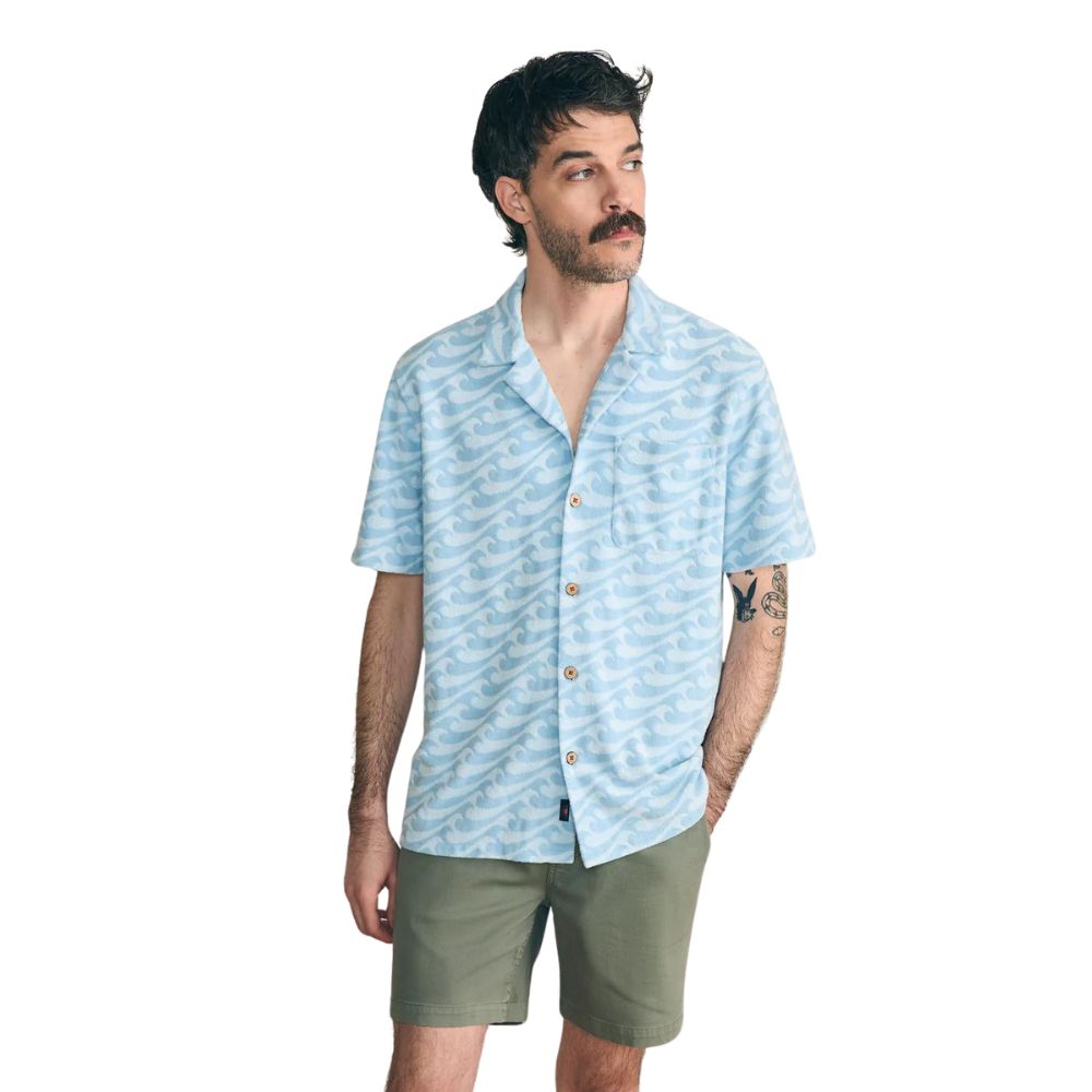 Faherty Men's Cabana Terry Shirt - Mid-Weight Terry Cloth Knit With Floral Pattern & Pocket