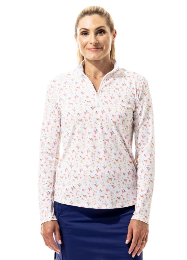 San Soleil Womens Soltek Lux Long Sleeve Printed Mock