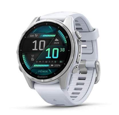 Garmin fenix 8 GPS Watch 43 mm  Silver with Whitestone Silicone Band