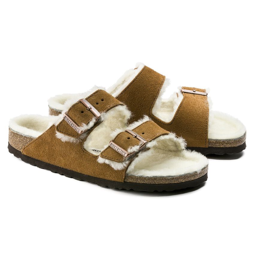 Birkenstock Arizona Shearling Suede Leather Sandal