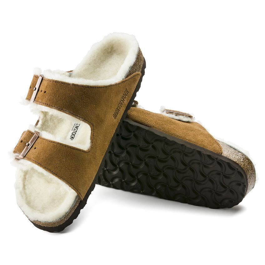 Birkenstock Arizona Shearling Suede Leather Sandal