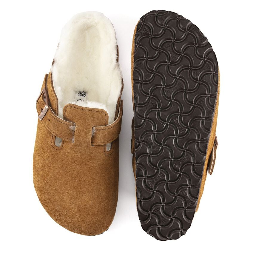 Birkenstock Boston Shearling Suede Leather Sandal