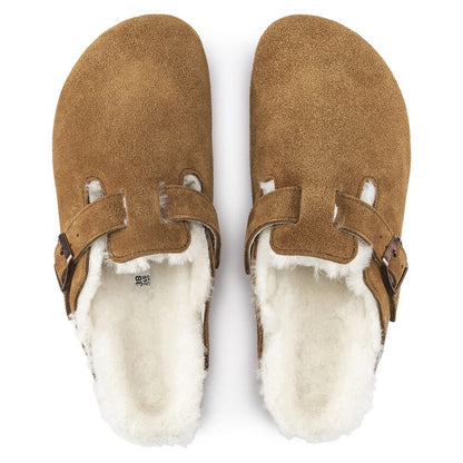 Birkenstock Boston Shearling Suede Leather Sandal