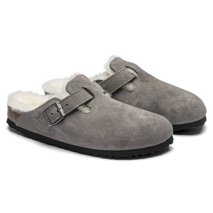 Birkenstock Boston Shearling Suede Leather Sandal