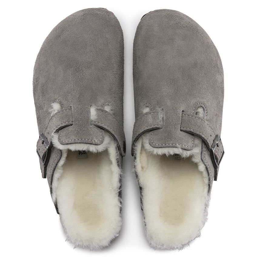 Birkenstock Boston Shearling Suede Leather Sandal