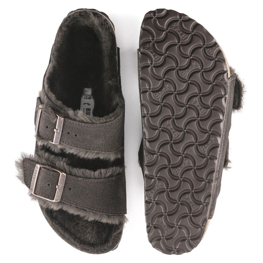 Birkenstock Arizona Shearling Suede Leather Sandal