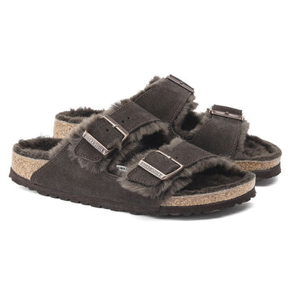 Birkenstock Arizona Shearling Suede Leather Sandal