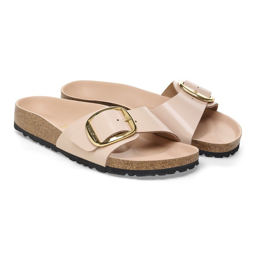 Birkenstock Madrid Big Buckle Natural Leather Patent Sandal