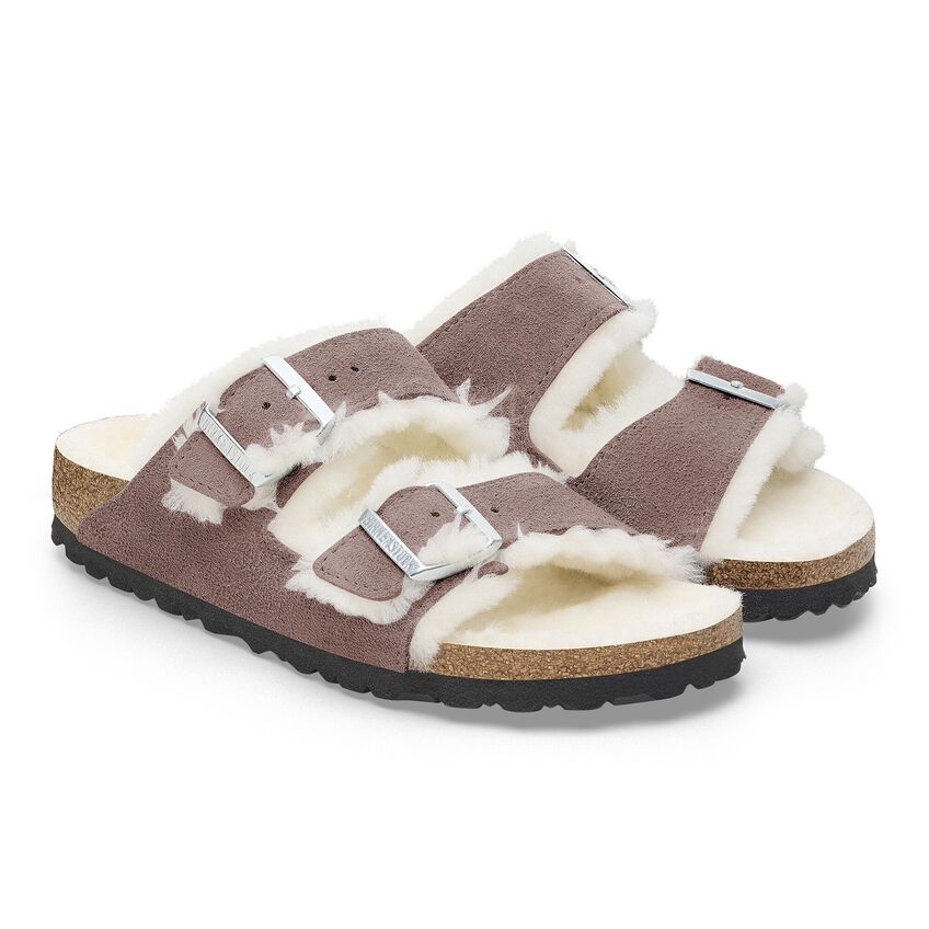 Birkenstock Arizona Shearling Suede Leather Sandal