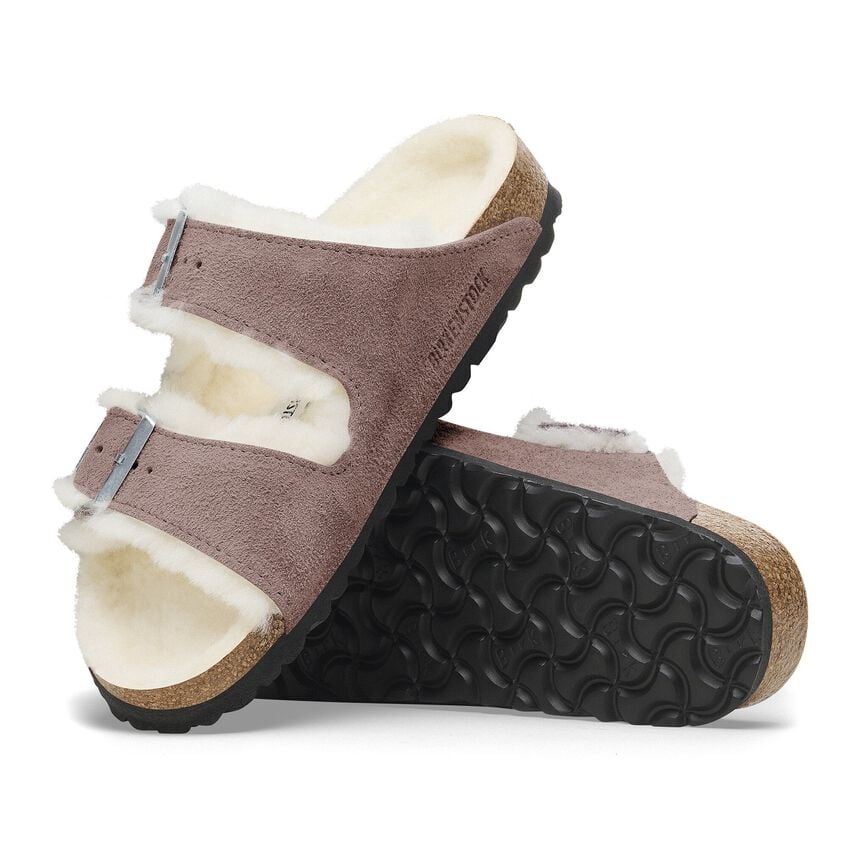 Birkenstock Arizona Shearling Suede Leather Sandal