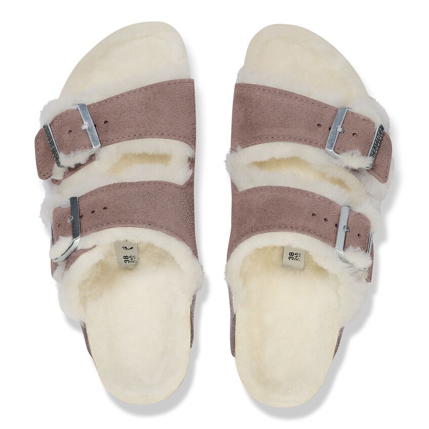 Birkenstock Arizona Shearling Suede Leather Sandal