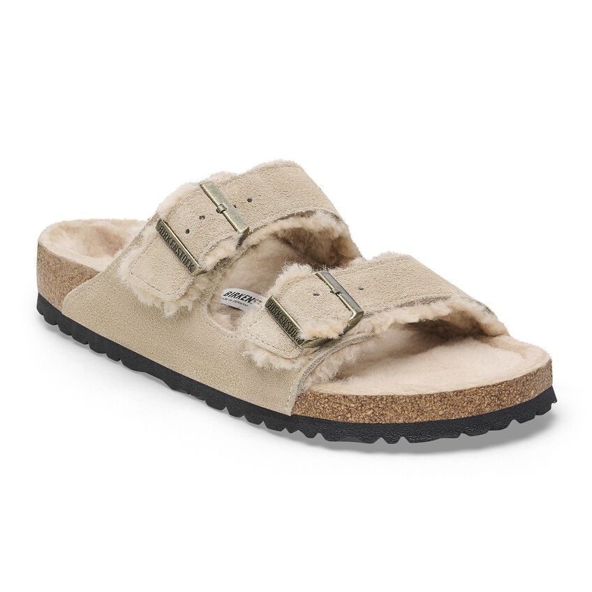 Birkenstock Arizona Shearling Suede Leather Sandal