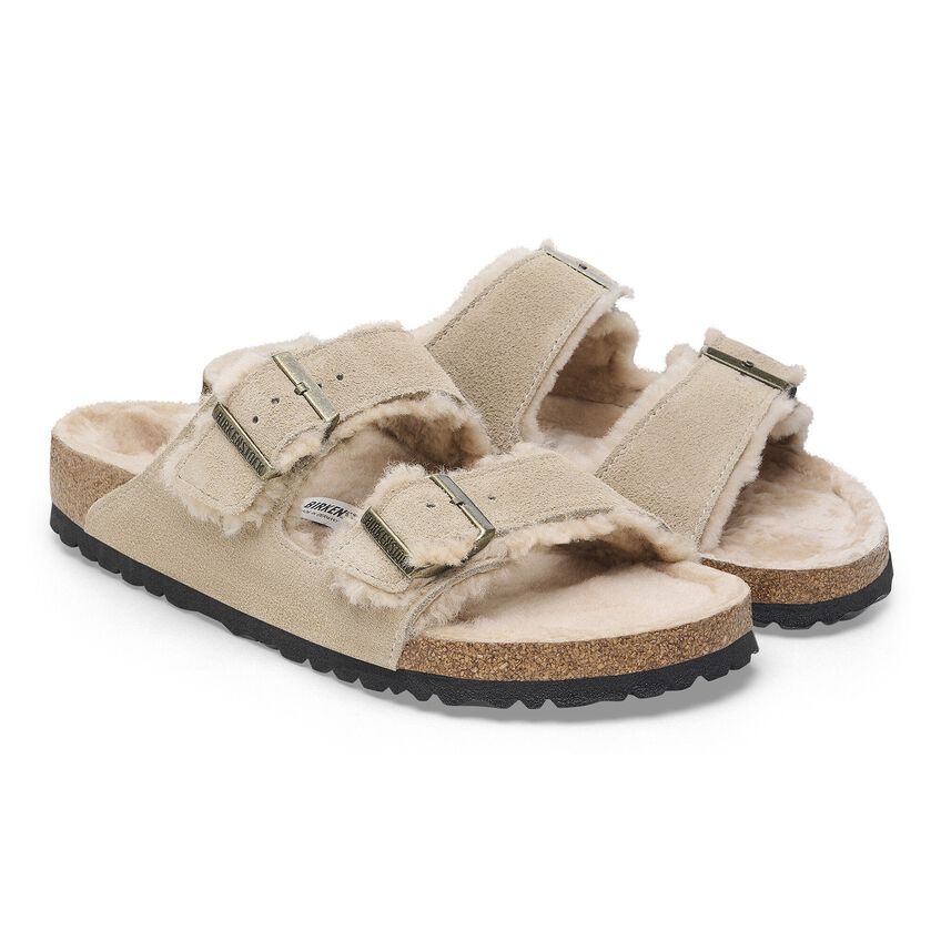 Birkenstock Arizona Shearling Suede Leather Sandal