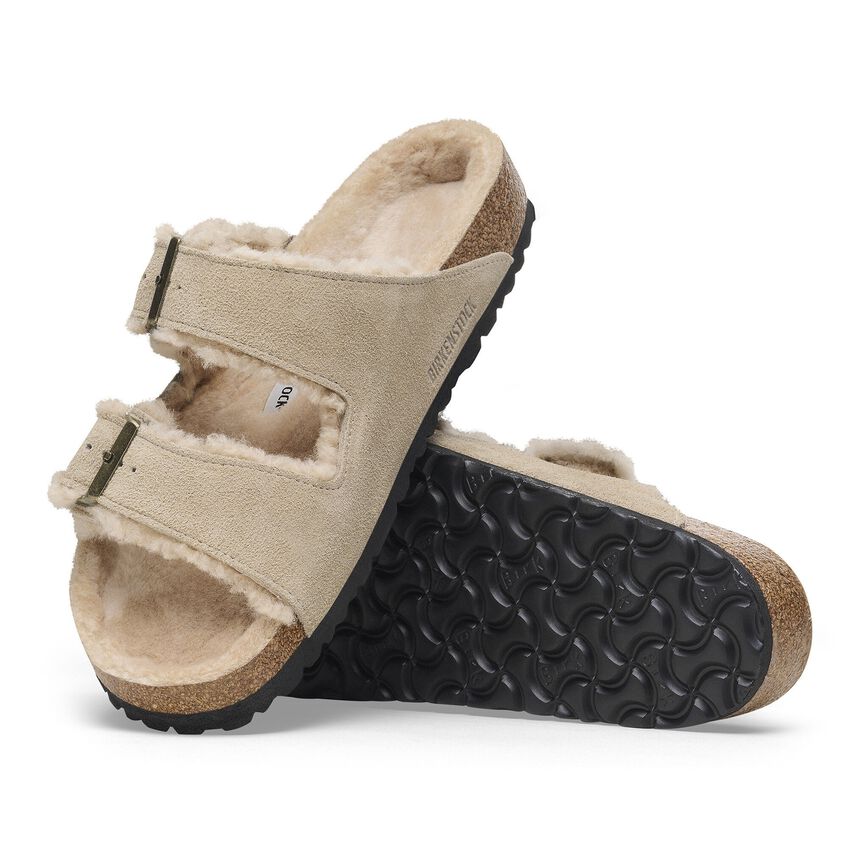 Birkenstock Arizona Shearling Suede Leather Sandal