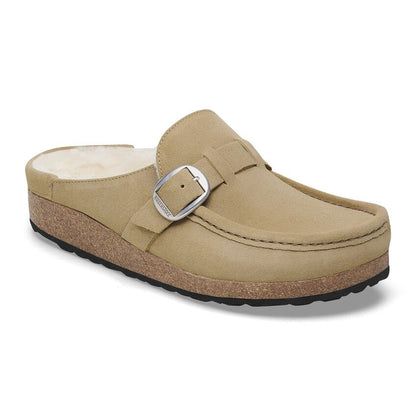 Birkenstock Buckley Shearling Suede Leather Sandal