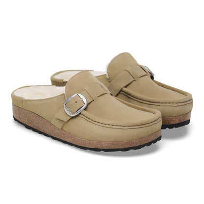 Birkenstock Buckley Shearling Suede Leather Sandal