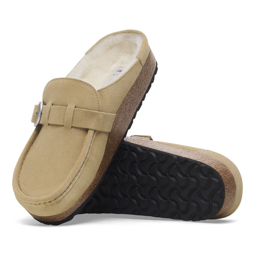 Birkenstock Buckley Shearling Suede Leather Sandal