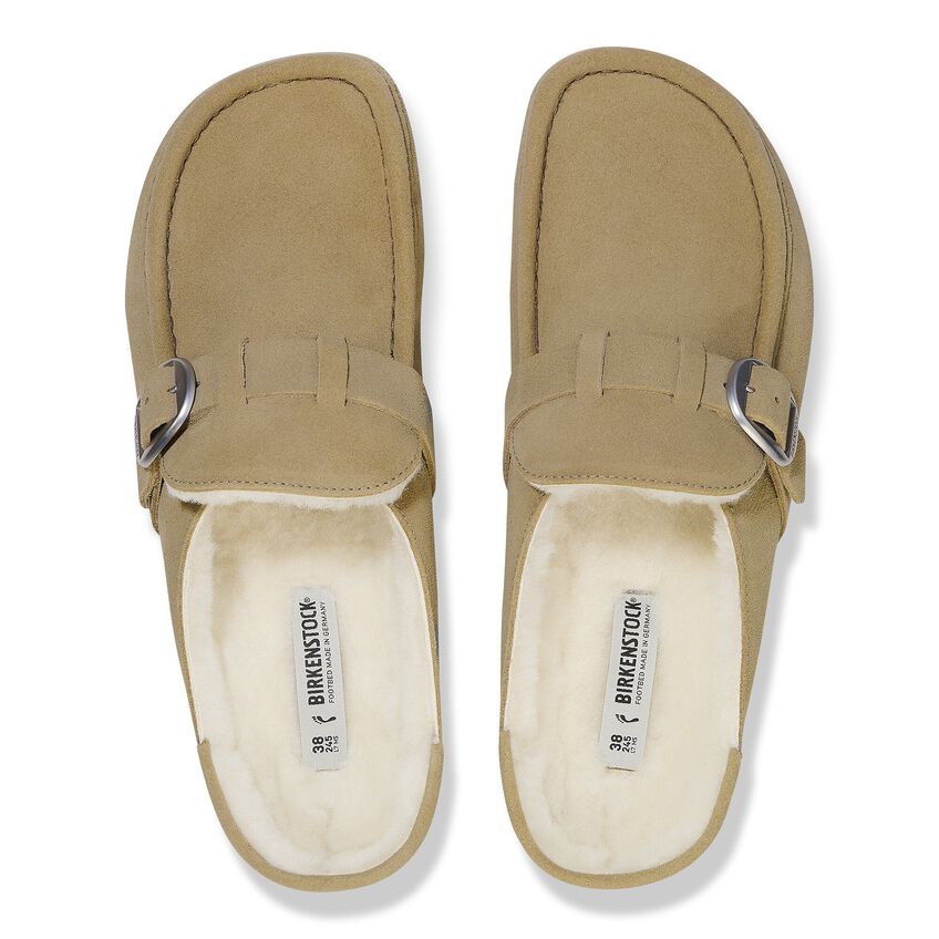 Birkenstock Buckley Shearling Suede Leather Sandal