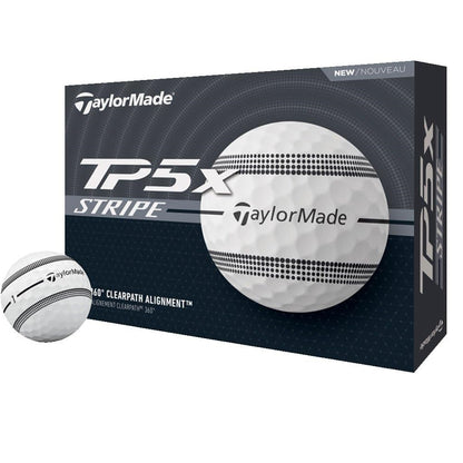 TaylorMade 2024 TP5x Stripe White Golf Balls (1 Dozen)