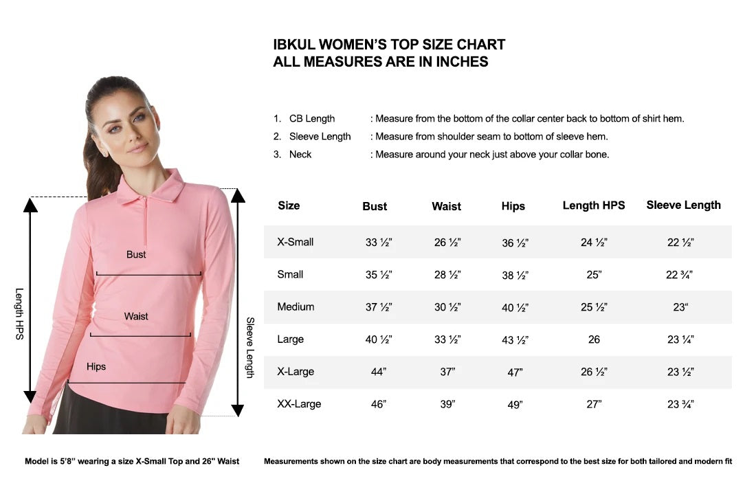 IBKUL Women's Penny Long Sleeve Zip Mock Neck - 10494