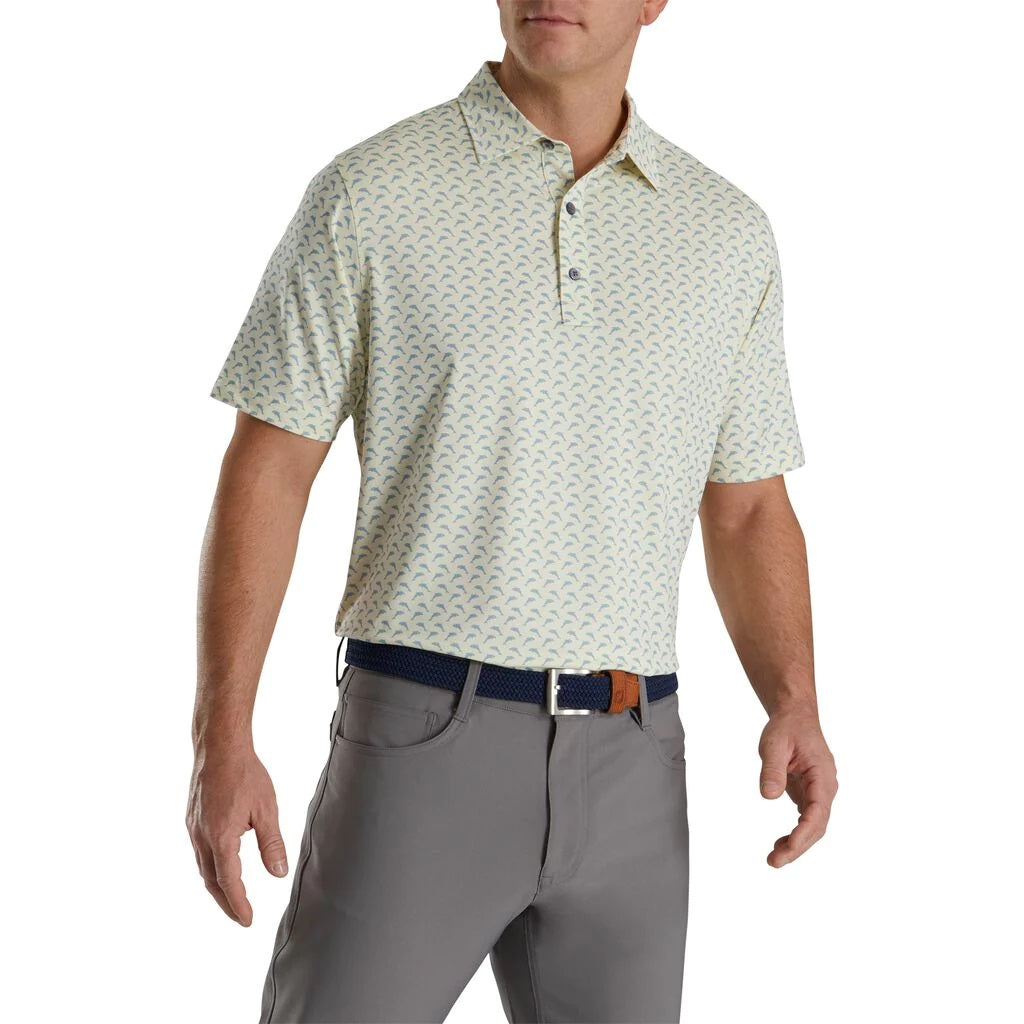 FootJoy Lisle Leaping Dolphins Print Golf Polo Up to 50% Off - GolfDirectNow.com