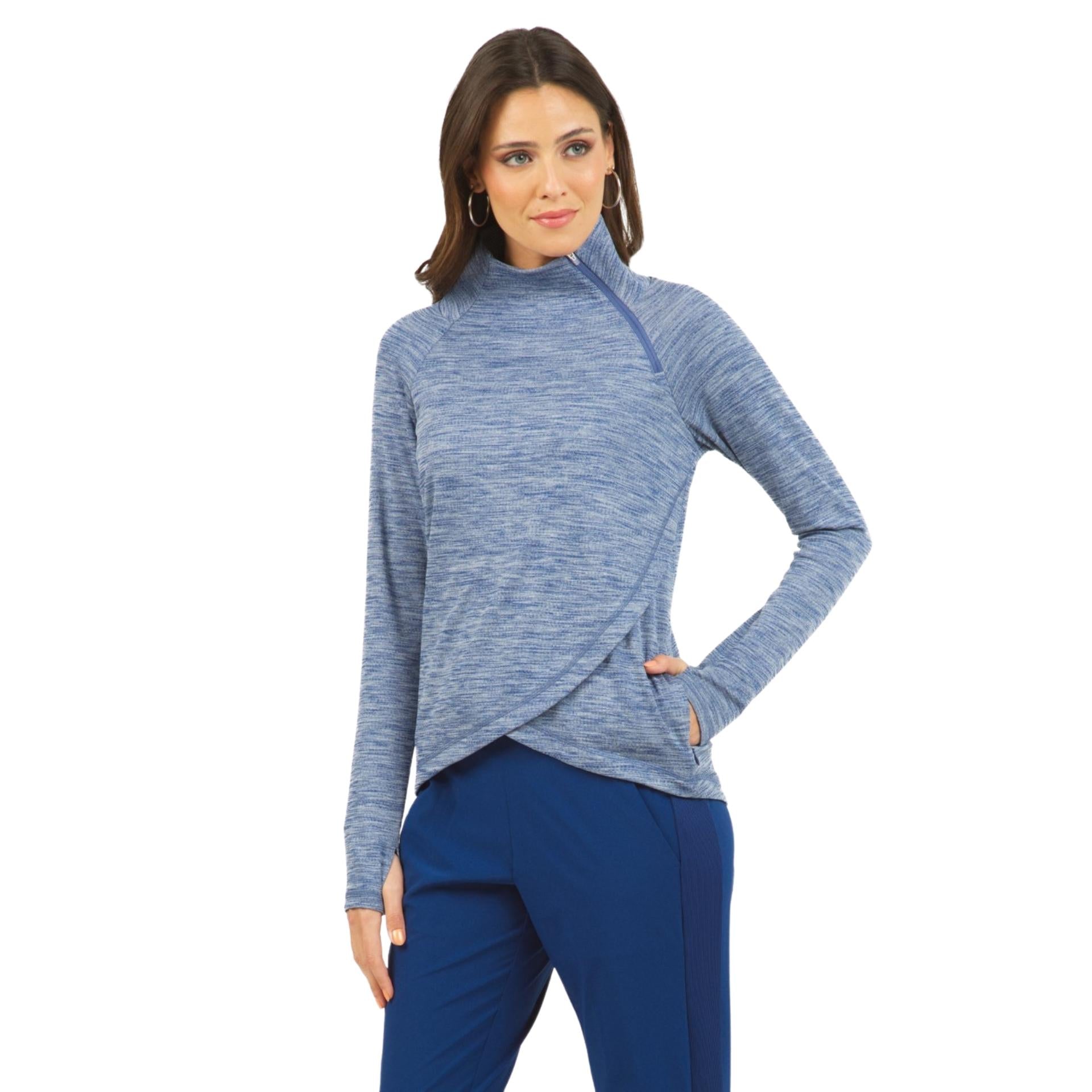 Ibkul Women's Asymmetrical Zip Pullover - 77000
