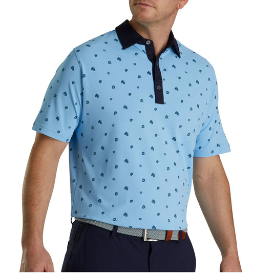 FootJoy Scattered Floral Stretch Pique Self Collar Golf Polo