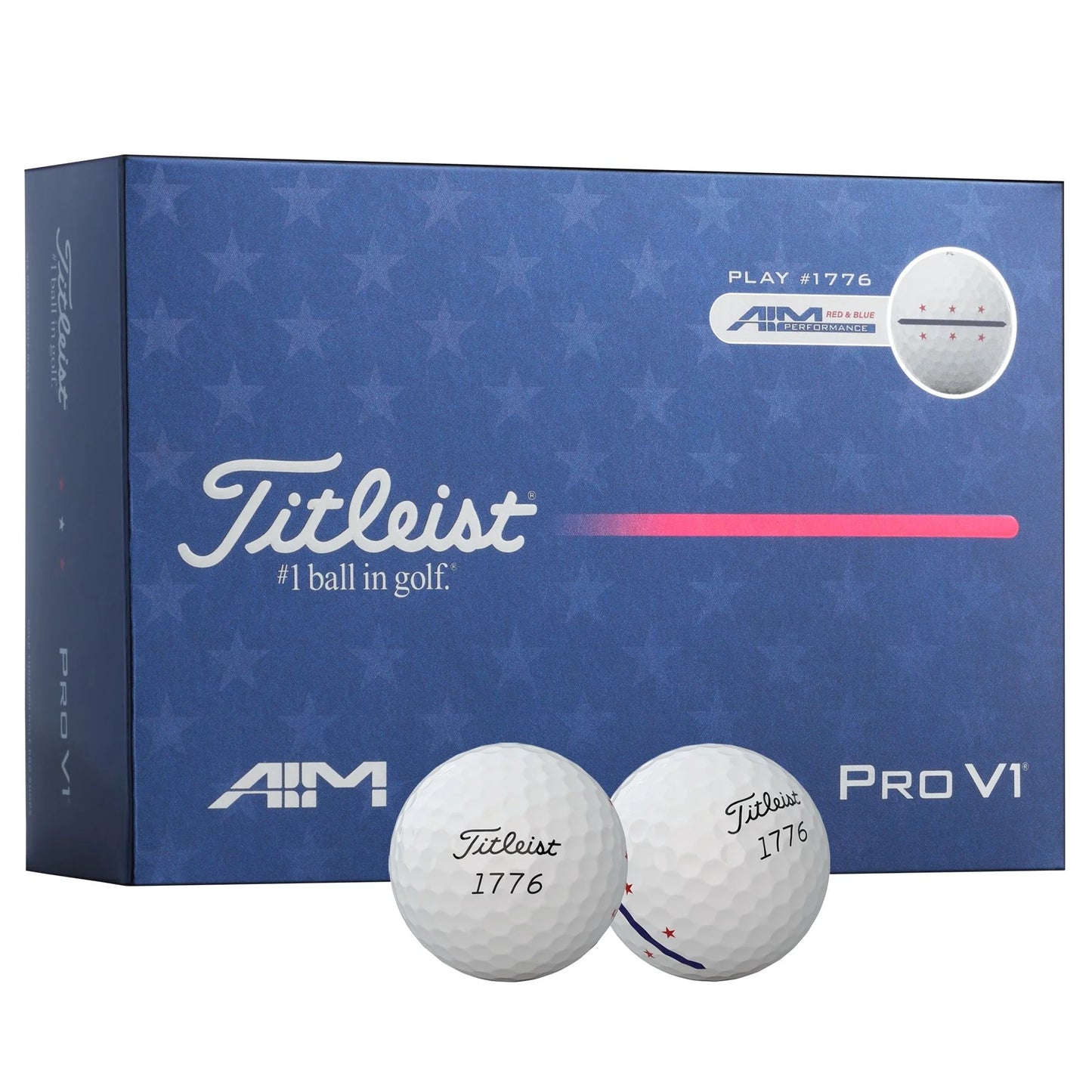 Titleist Pro V1 AIM Performance Red, White, & Blue 1776 Golf Balls 2026 - 6 Ball Pack