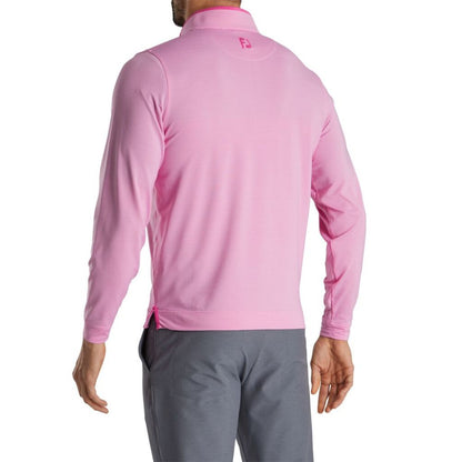 Footjoy Men's Lightweight 1/4 Zip Stripe Golf Pullover - Pink/White