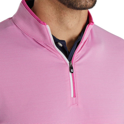 Footjoy Men's Lightweight 1/4 Zip Stripe Golf Pullover - Pink/White