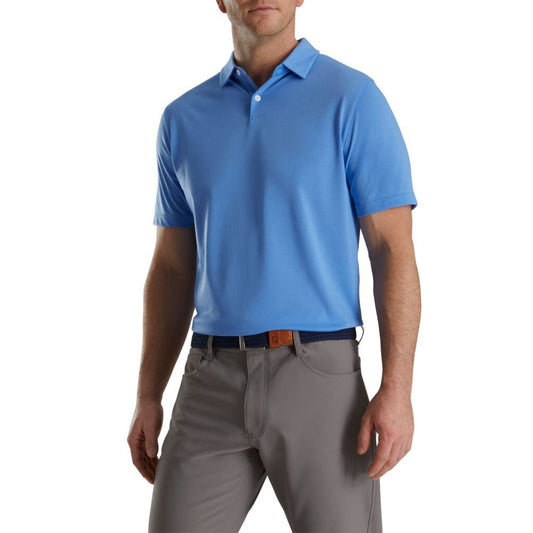 Footjoy Men's Athletic Fit Solid Jersey Golf Polo - Lagoon