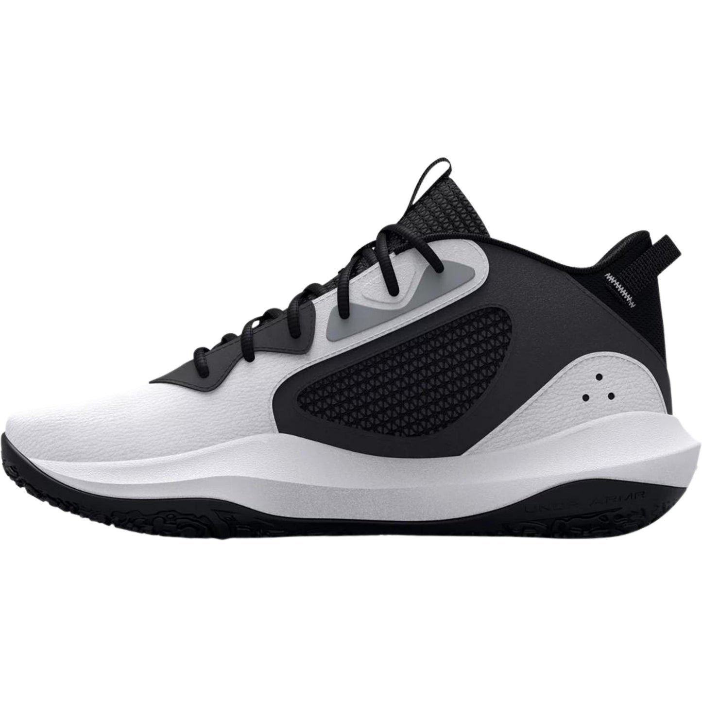 Under Armour Adult UA Lockdown 6 Basketball Shoes - White/Jet Gray