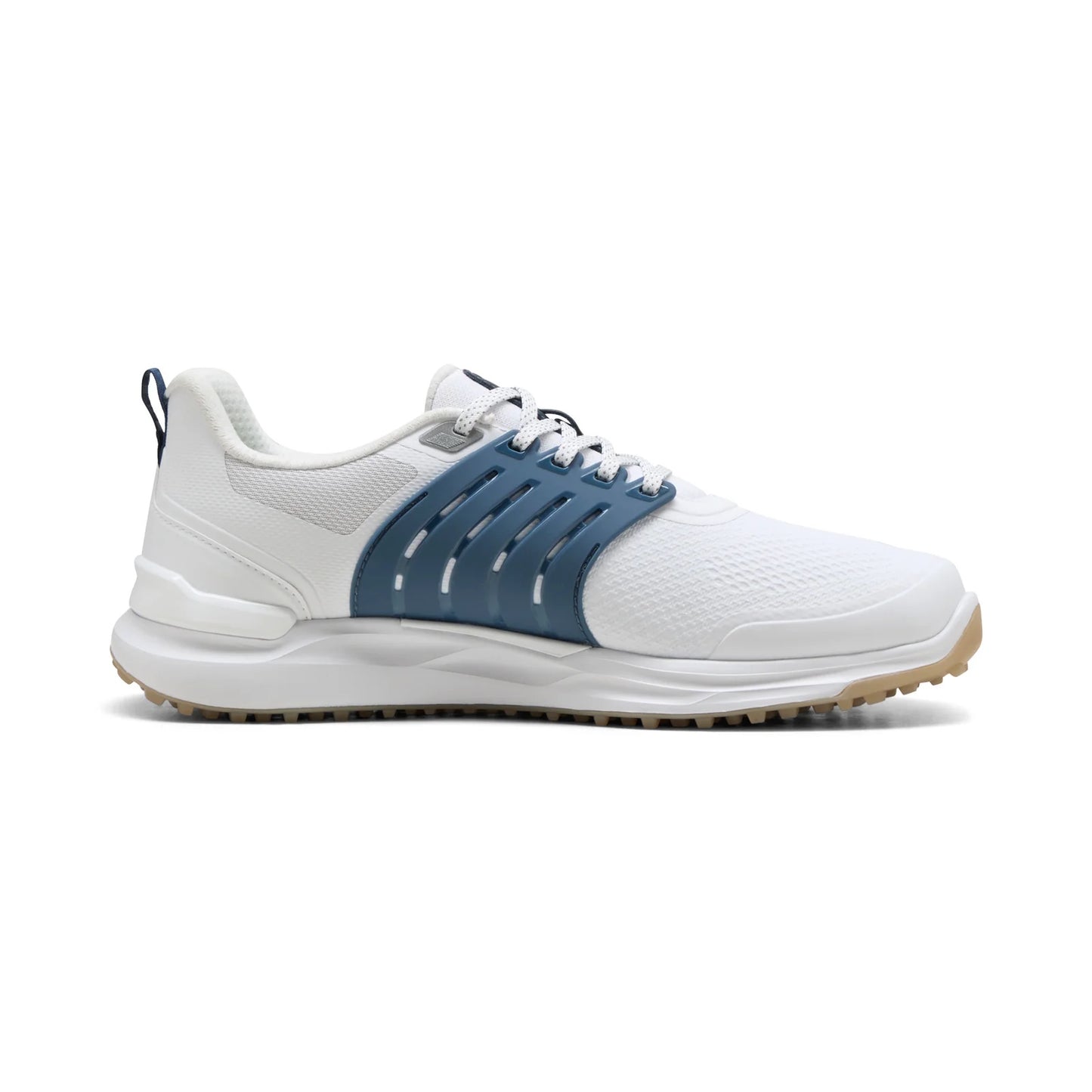 Puma Men's Ignite Elevate 2 Wide Spikeless Golf Shoes - Puma White/Dark Indigo/Ice Coffee