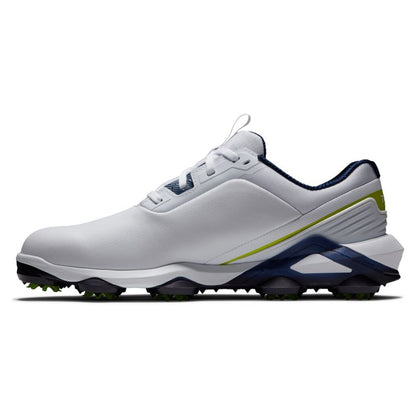 FootJoy Men's Tour Alpha Cleated Laced Golf Shoe - White/Navy/Lime
