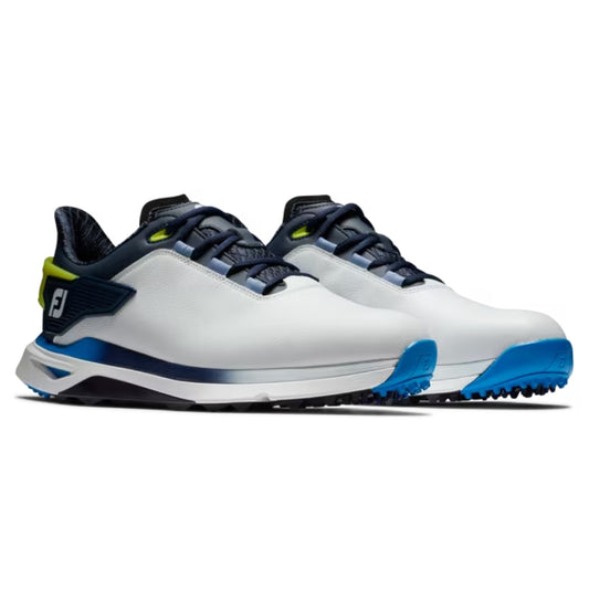 FootJoy Mens Pro/SLX Spikeless Laced Shoes - White/Navy/Blue