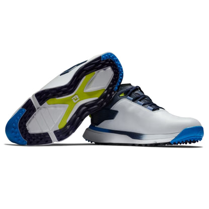 FootJoy Mens Pro/SLX Spikeless Laced Shoes - White/Navy/Blue