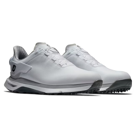FootJoy Mens Pro/SLX BOA Spikeless Golf Shoes - White/White/Gray