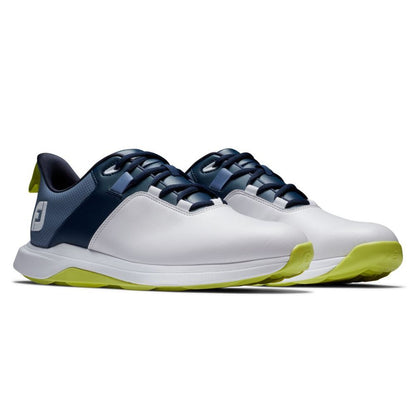 FootJoy Men's ProLite Spikeless Laced Golf Shoes - White/Navy/Lime