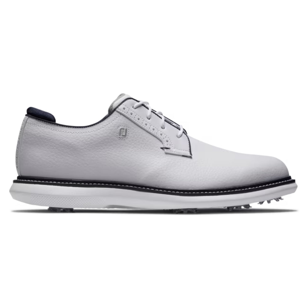FootJoy Mens Traditions Blucher Cleated Golf Shoes - White/White FootJoy Mens Traditions Blucher Cleated Golf Shoes - White/White