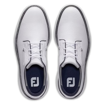 FootJoy Mens Traditions Blucher Cleated Golf Shoes - White/White/Navy