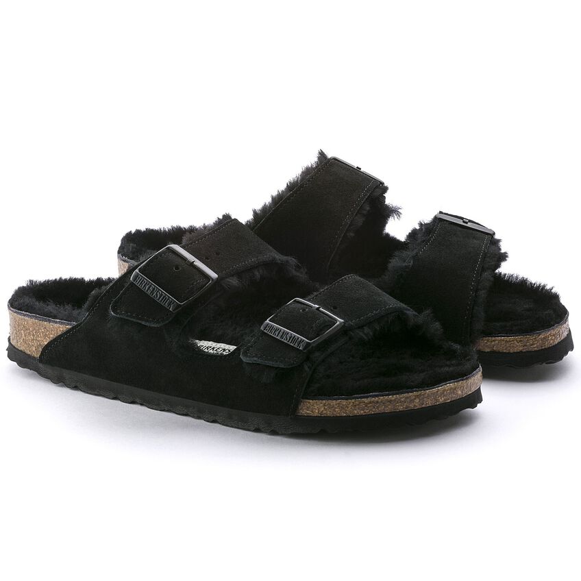 Birkenstock Arizona Shearling Suede Leather Sandal