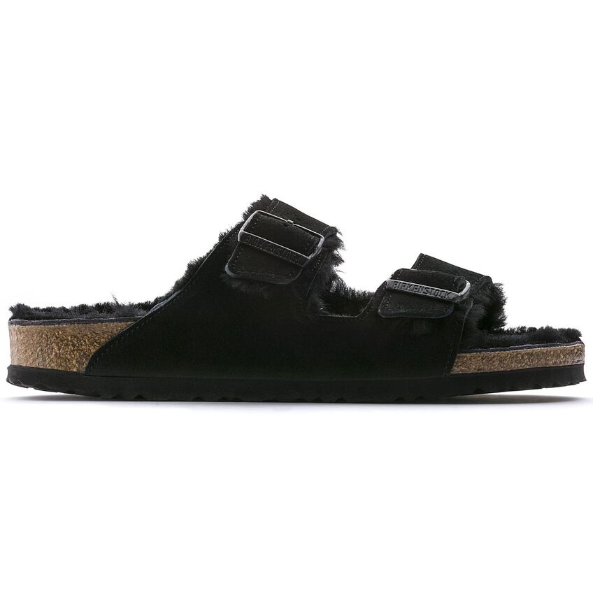 Birkenstock Arizona Shearling Suede Leather Sandal